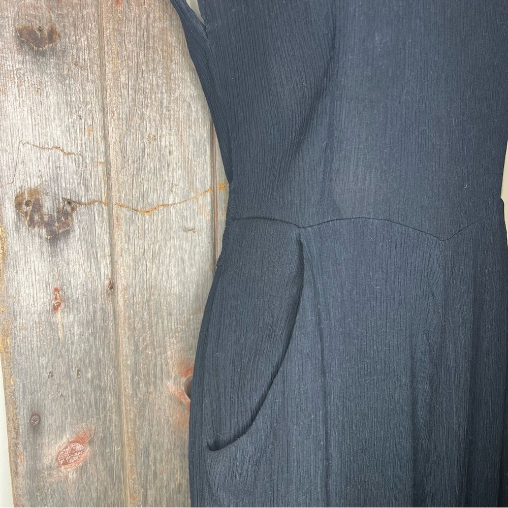 Anthropologie Black Abbey Crepe Wide Leg Jumpsuit Tie Waist Cocktail Size 6 - Picture 4 of 13